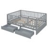 Full Size Daybed With Fence Guardrails And 2 Drawers - Gray - Image 17