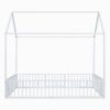 Full Size Metal House Bed With Fence And Door - White - Image 10