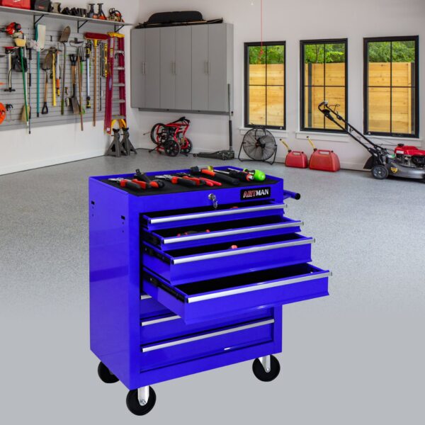 7 Drawers Multifunctional Tool Cart With Wheels - Blue