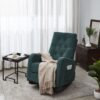 Accent Chair TV Chair Lazy Recliner Comfortable Fabric Leisure Sofa, Modern High Back Armchair - Deep Green - Image 6