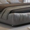 King Size Luxury Upholstered Platform Bed With Oversized Padded Backrest And Solid Wood Frame, Suitable For Multiple Heights Of Mattresses - Gray - Image 6