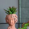 8X9X11.5" Head Bust Planter, Greek Style Cement Head Planter, Indoor Outdoor Home Garden Decor - Brown - Image 10