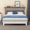 Full Solid Pine Murphy Bed Chest With Charging Station And Large Storage Drawer For Home Office Or Small Room - White / Walnut - Image 4