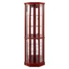 6 Shelf Lighted Corner Curio Cabinet With Adjustable Tempered Glass Shelves And Mirror Back (E26 Light Bulb Not Included) - Cherry - Image 8