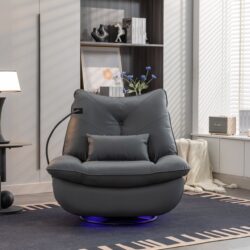 270 Swivel Glider Recliner Chair, Power Recliner Rocking Chair, USB Port Charge For Nursery Chair With Atmosphere Lamp For Living Room Bedroom Apartment - Dark Gray