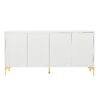 Multi Functional Storage Cabinet, 4 Door Sideboard With Unique Texture, Adjustable Shelves - White - Image 9