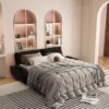 Queen Pull Out Sofa Bed, 3 In 1 Convertible Sleeper Sofa Multifunctional Velvet Loveseat Bed - Black - Image 5