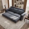 King Pull Out Sofa Bed, Chesterfield Sofa, 3 In 1 Velvet Convertible Sleeper Sofa With Nailhead Trim & Rolled Arm Multifunctional Sofa Bed For Living Room - Gray - Image 5