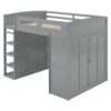 Full Size Loft Bed With Desk, Wardrobes, 4 Drawers And 4 Shelves - Gray - Image 3