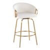 Claire - Contemporary / Glam Counter Stool With Swivel With Round Footrest (Set of 2) - Cream - Image 2