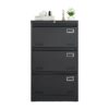 Filing Cabinet Lateral File Cabinet 3 Drawer, Blcak Locking Metal File Cabinets Three Drawer, Office Filing Cabinet With Lock Drawers For Home Office - Black - Image 20