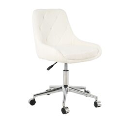 Modern Teddy Fleece Fabric Dining Chair With Chrome Legs, Soft And Comfortable - Beige