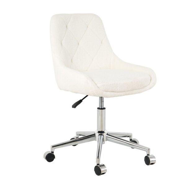 Modern Teddy Fleece Fabric Dining Chair With Chrome Legs, Soft And Comfortable - Beige