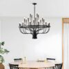 24 Light Chandelier Industrial Iron Candle Chandelier Modern Suspended Farmhouse Chandeliers Pendant Light Fixtures For Dining Room Bedroom Living Room Kitchen Island Foyer E12 Bulb (No Include) - Black - Image 5