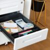 3 Drawer Mobile File Cabinet Under Desk Office, Simple Style Versatile Storage Cabinet For Legal / Letter / A4 Files, 5 Wheel Design Anti-Tilting Cold Rolled Steel Waterproof Moisture-Proof - White - Image 22