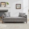 Chenille Upholstered Chaise Lounge With Nailheads And Rubberwood Legs, Wide Sleeper Sofa With 4 Throw Pillows & 2 Bolsters - Gray - Image 4
