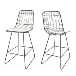 Yearning - Iron Counter Stool With Water Resistant Cushion - Black / Ivory