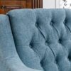 Accent Chair, Living Room Chair, Footrest Chair Set With Vintage Brass Studs, Button Tufted Upholstered Armchair For Living Room, Comfy Reading Chair For Bedroom, Reception Room - Blue - Image 8