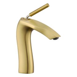 Contemporary Single Handle Lavatory Basin Faucet Durable Brass - Brushed Gold