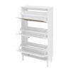 Modern Rattan 3 Door Shoe Rack Cabinet For Entryway Freestanding White Storage Unit In Particle Board - White - Image 16