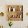 Bathroom Mirror Cabinet Wall Mounted, Medicine Cabinet, Over The Toilet Storage Cabinet With Shelves And Towel Rack - Burly Wood - Image 6
