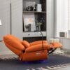 270 Swivel Glider Recliner Chair, Power Recliner Rocking Chair, USB Port Charge For Nursery Chair With Atmosphere Lamp For Living Room Bedroom Apartment - Orange - Image 9