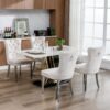 Nikki - Modern, High-End Tufted Solid Wood Contemporary Velvet Upholstered Dining Chair With Chrome Stainless Steel Plating Legs, Nailhead Trim (Set of 2) - Beige - Image 15