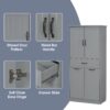 Stylish Bathroom Storage Cabinet With 2 Laundry Baskets - Gray - Image 8