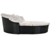 Outdoor Rattan Daybed Sunbed With Retractable Canopy Wicker Furniture, Round Outdoor Sectional Sofa Set - Black Wicker Furniture Clamshell Seating With Washable Cushions, Backyard, Porch - Beige - Image 9