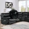 Saul - Leather Aire Power Recliner Sectional Sofa With USB Port Cupholder Console - Black - Image 5