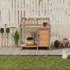 Outdoor Potting - Bench, Workstation Table With Cabinet For Backyard Garden Supplies - Brown / Gray - Image 4