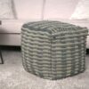 Walle - Fabric Square Pouf Ottoman And Floor Cushion Teal - Blue - Image 2