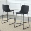 (Set of 2) Modern Minimalist Style Material Bar Stools, Suitable For Kitchen, Bar And Modern Home Design - Black - Image 4