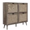 4 Door Shoe Rack, Freestanding Modern Shoe Storage Cabinet, For Entryway - Dark Gray - Image 6