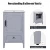 20" Bathroom Vanity With Sink, Bathroom Cabinet With A Door, Door Shelf Storage And Adiustable Foot Pads, A Drawer - Gray - Image 8
