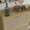 Natural Bohemia Style Shoe Cabinet, Shoe Rack Cabinet With 3 Rattan Flip Drawers, 3 Square Shelves And 1 Storage Drawer, Shoe Organizer With Mulit Storage Space And Hooks For Hallway, Entryway - Natural - Image 13