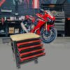 4 Drawers Multifunctional Tool Cart With Wheels And Wooden Top - Black / Red - Image 11