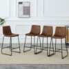 (Set of 2) Retro Bar Chairs, Comfortable Stools Suitable For Industrial And Vintage Style Settings - Brown - Image 6