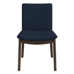 Laura - Linen Dining Chair (Set of 2) - Dark Blue / Dark Brown
