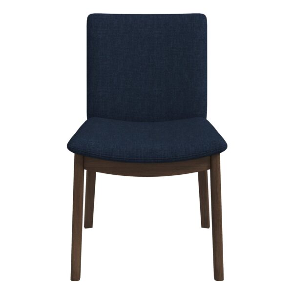 Laura - Linen Dining Chair (Set of 2) - Dark Blue / Dark Brown