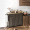 Homcom - Triple-Cabinet Rolling Kitchen Island On Wheels, Kitchen Cart With Storage Shelf Adjustment, Rolling Utility Cart With Wood Top, Towel Rack, Big Drawer - Distressed Brown - Image 2