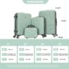 4 Piece Lightweight Suitcase, 14" Makeup Box, Aircraft Wheels (14/20/24/28) - Olive Green - Image 3