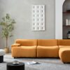 Sectional Sofa With Durable Fabric And High Density Sponge, Solid Wood Frame, 4 Seats - Orange - Image 8