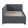 Upholstered Daybed With Trundle Twin Size Sofa Bed Frame No Box Spring Needed, Linen - Gray - Image 3