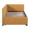 Upholstered Daybed With Trundle Twin Size Sofa Bed Frame No Box Spring Needed, Linen - Yellow - Image 3