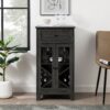 Classic Glass Door Bar Cabinet With Bottle Storage - Graphite - Image 5
