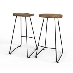 Amberly - Saddle Bar Stool (Set of 2) - Natural / Black