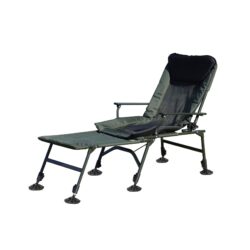 Camping Lounge Chair With Detachable Footrest, Portable Folding Reclining Camping Chair With Adjustable Backrest For Indoor And Outdoor Camping Beach Hiking Fishing - Green / Black