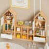 Versatile Children's Bookshelf With House Shaped Design Multifunctional Storage For Books And Toys - Natural Wood - Image 6