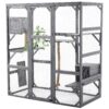 Outdoor Diy Cat House Catio With Double Enter Doors, Platforms, And Condos - Dark Gray - Image 8